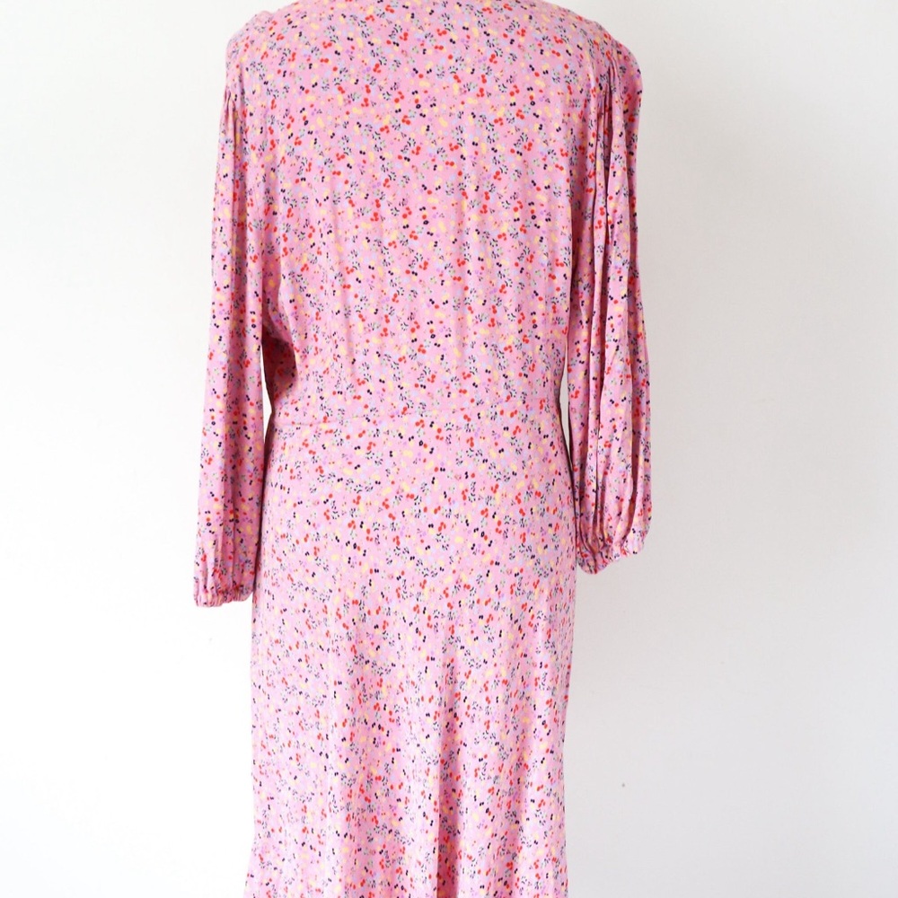 M&S X Ghost Floral V-Neck Puff Sleeve Midi Tea Dress